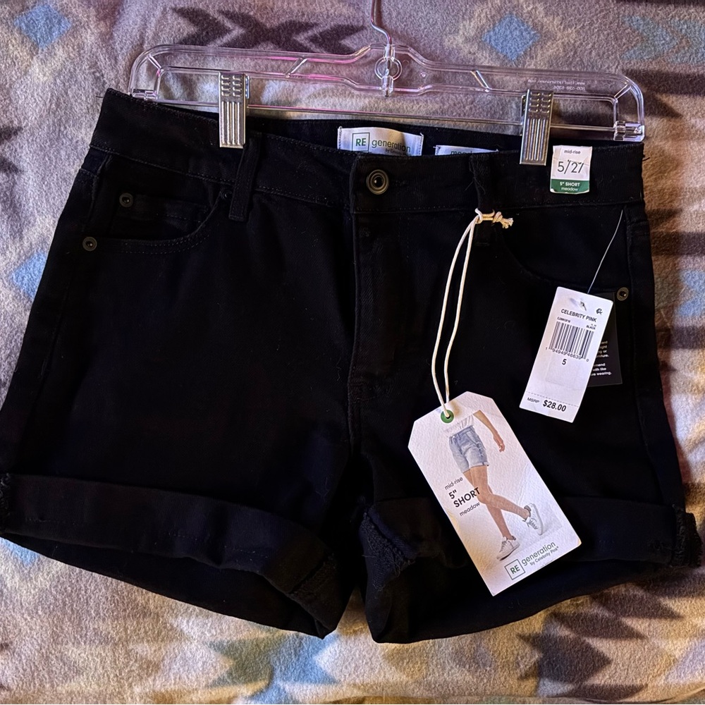 Celebrity Pink REgeneration black denim shorts size 5 brand new with tags